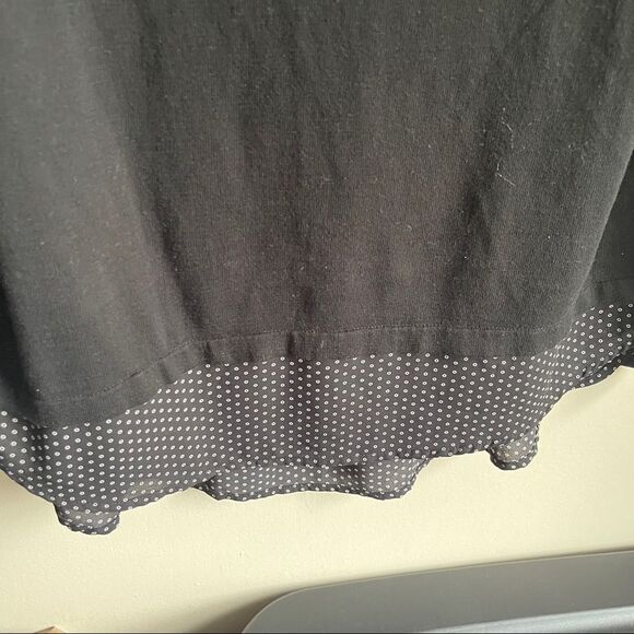 Loft Black Layered Polka Dot Shirttail Lightweight Sweater - Picture 5 of 6